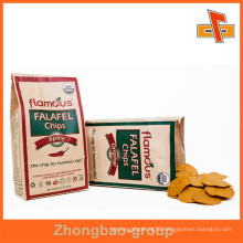 Food Grade Grease Proof Customized Flat Bottom Kraft Paper Pouch Bag For Chips